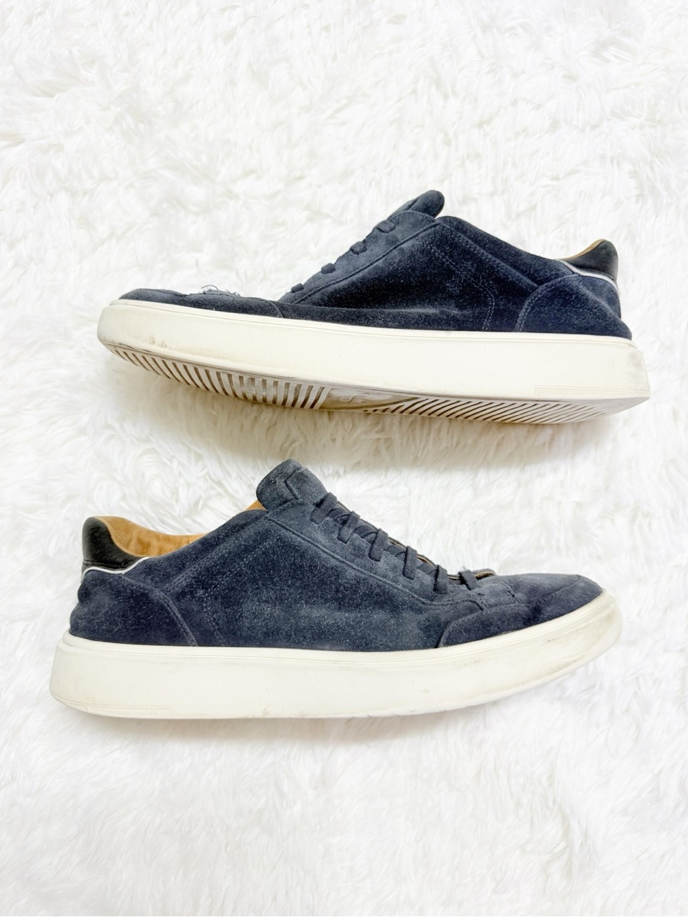 Allen Edmonds Navy Suede Pull On Lace Up Sneakers Shoes Men’s 13 D